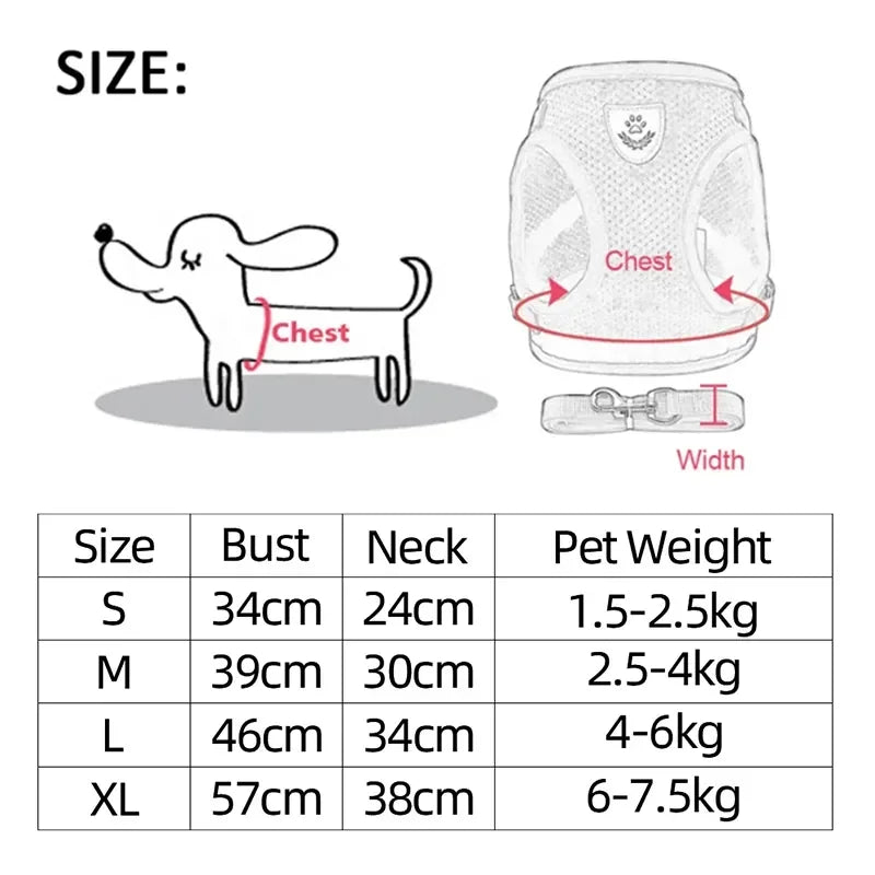 Adjustable Mesh Pet Harness & Leash