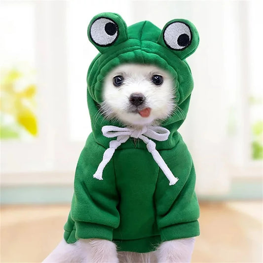 Cute Dog Hoodie Frog Shape Dog Coats