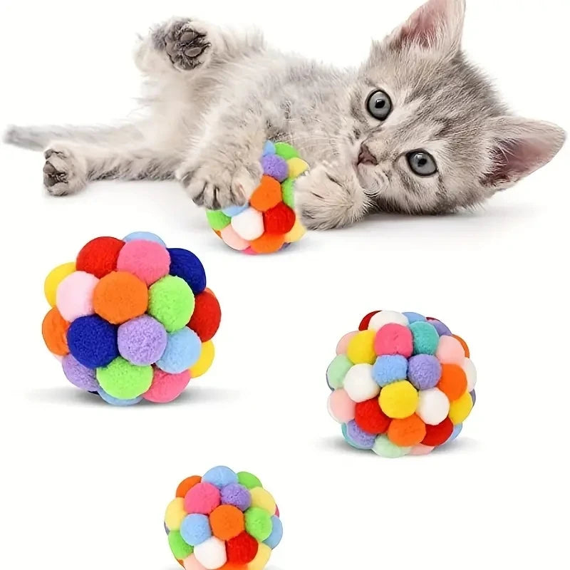 Colorful Plush Cat Ball Toys