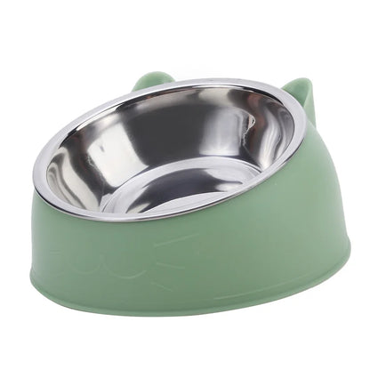 Slanted Stainless Steel Cat Bowl