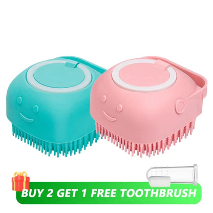 Dog Bath Brush with Shampoo Dispenser