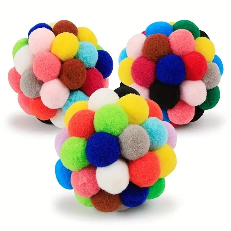 Colorful Plush Cat Ball Toys