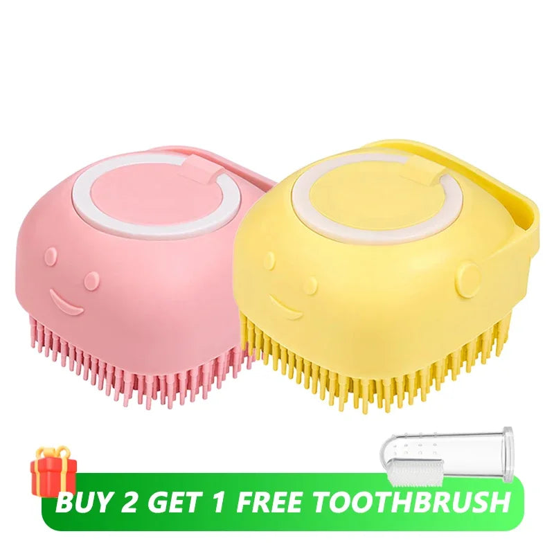 Dog Bath Brush with Shampoo Dispenser