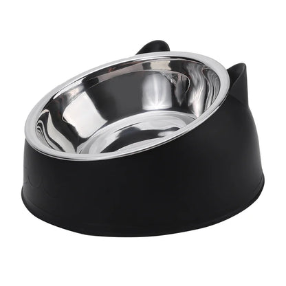 Slanted Stainless Steel Cat Bowl