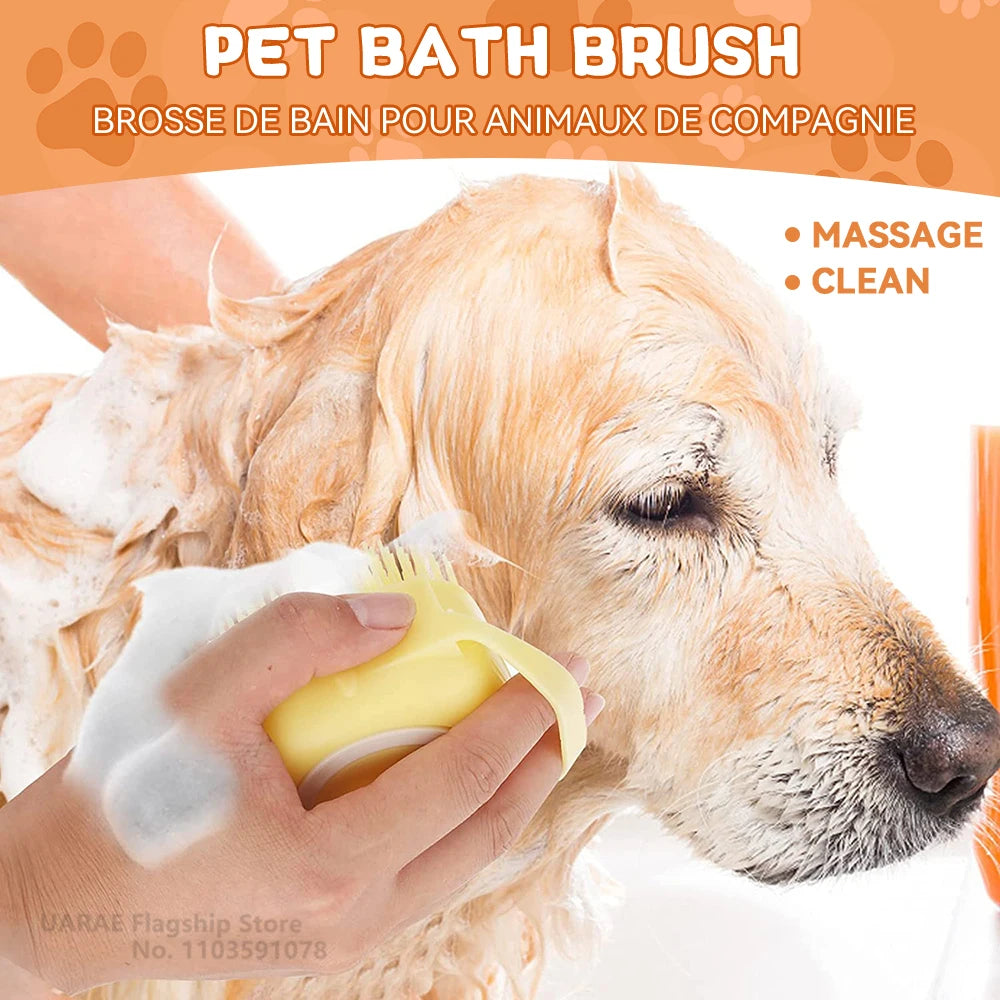 Dog Bath Brush with Shampoo Dispenser