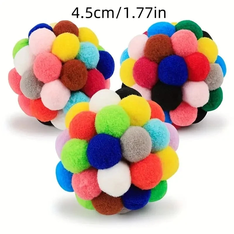 Colorful Plush Cat Ball Toys