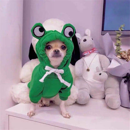 Cute Dog Hoodie Frog Shape Dog Coats