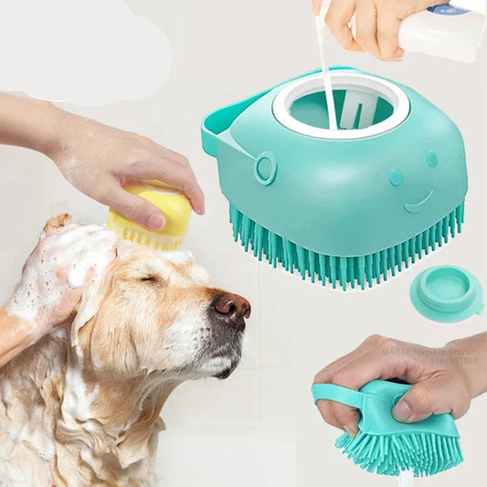 Dog Bath Brush with Shampoo Dispenser