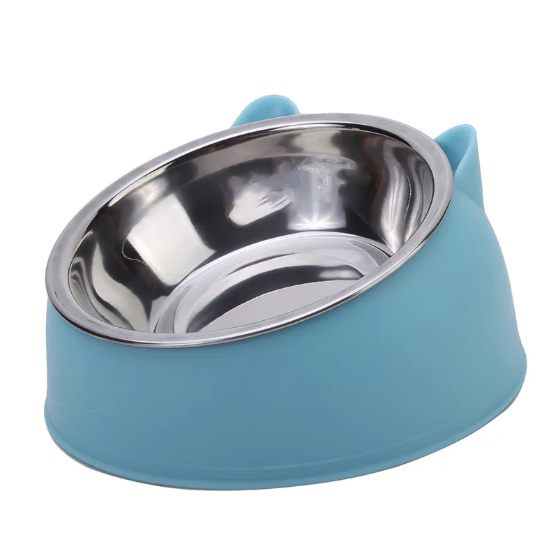 Slanted Stainless Steel Cat Bowl