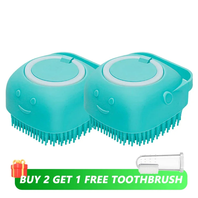 Dog Bath Brush with Shampoo Dispenser