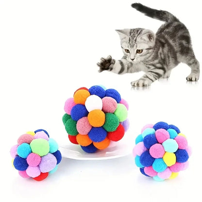 Colorful Plush Cat Ball Toys