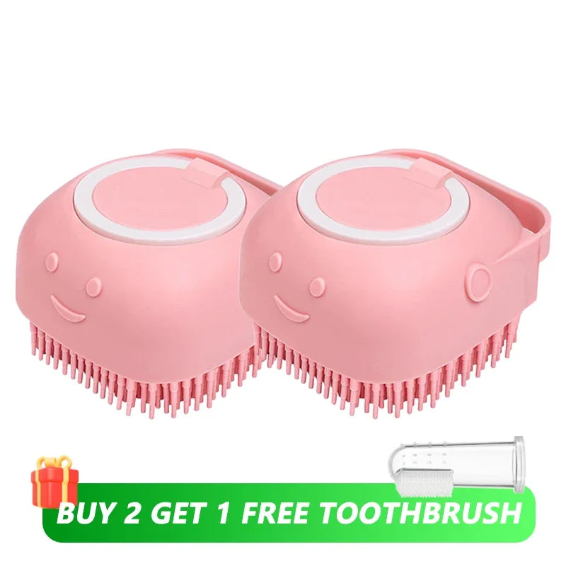 Dog Bath Brush with Shampoo Dispenser